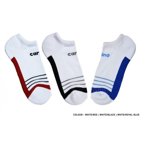 Cotton Spandex No show Socks Sports - WHITE/RED -